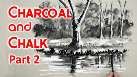 How to draw with charcoal and chalk - landscape
